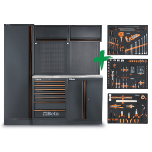 Arredo officina Beta C45PRO 2.0 B7X/196UT con assortimento 196 utensili - 045009155