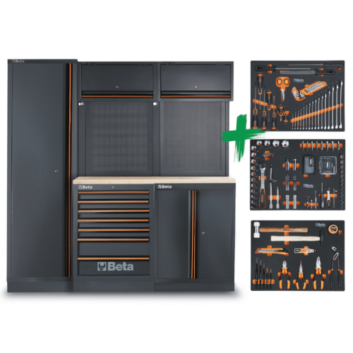 Arredo officina Beta C45PRO 2.0 B7W/196UT con assortimento 196 utensili - 045009156