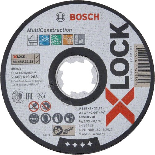 Dischi taglio piatti Bosch X-LOCK Multi Construction - ø mm 115x1