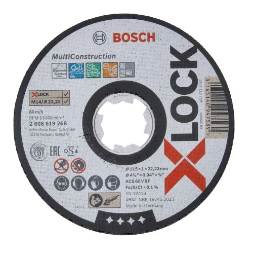 Disco da taglio piatto Bosch X-LOCK Multi Construction - ø mm 115x1
