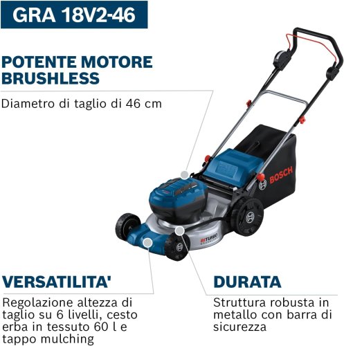 Tosaerba rasaerba Bosch Professional GRA 18V2-46 (fornito senza batterie)