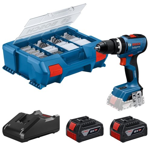 Trapano avvitatore a percussione Bosch Professional GSB 18V-65 doppia batteria e valigetta