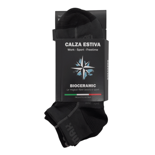 Calze estive caviglia, lavoro, tempo libero, sport - nero-grigio Bremak 1005 (2 paia) - taglia 39/42