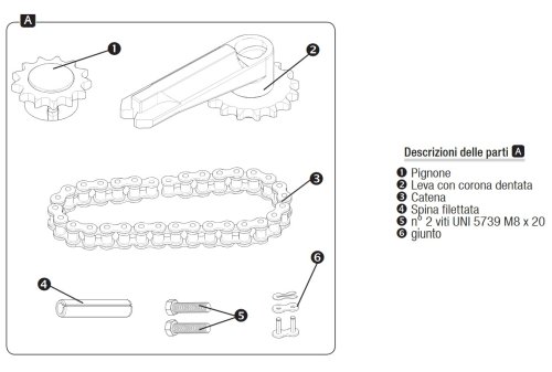 Leva di trasmissione a catena motore FROG CAME 001FL-180°