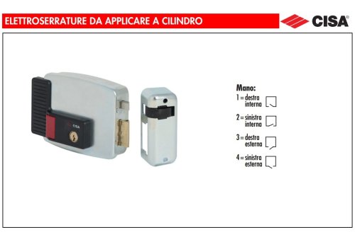 Cisa 11731 serratura elettrica 12V c.a per cancello con pulsante e fermo a giorno - mano DX - E mm 60