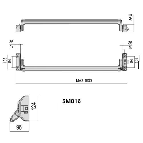 Maniglione antipanico Push Cisa ALPHA 5M016.10.0 due punti di chiusura nero