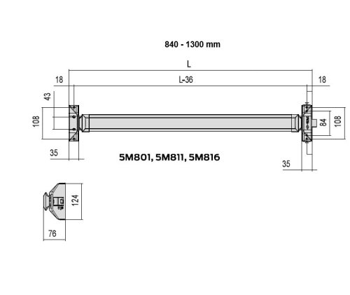 Maniglione antipanico Modulare Touch Cisa ALPHA 05M811 - - nero - mm 1300