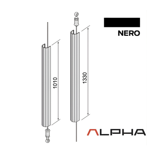 Kit aste con cavo flessibile per maniglione antipanico Cisa ALPHA 07A63.0C.0 - - nero