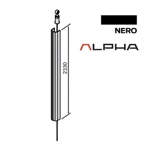 Kit prolungamento asta superiore con cavo flessibile antipanico Cisa ALPHA 1.07A64.51.0 - - nero