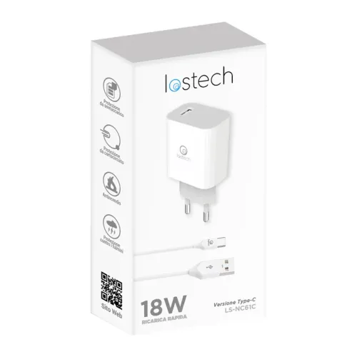 Caricatore rapido 18W con cavo TYPE-C 1m Lostech LS-NC61C