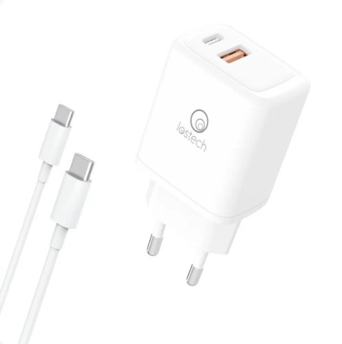 Caricatore rapido 30W USB-A + USB-C + cavo USB-C/USB-C incluso Lostech LS-NC56