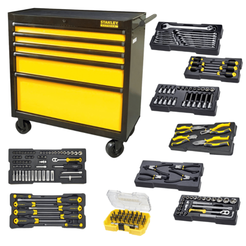 Carrello Cassettiera metallica 5 cassetti Stanley 178 Utensili