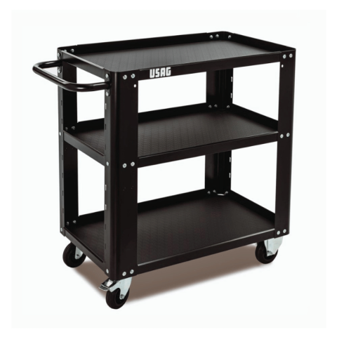Carrello multiuso con ruote ø 100 mm 3 ripiani in lamiera verniciato nero Usag 504SN