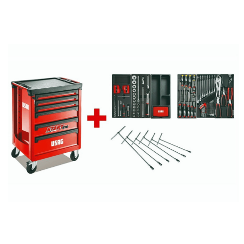 Carrello portautensili Usag 516 ST6PA con assortimento autoriparazione 142 pz