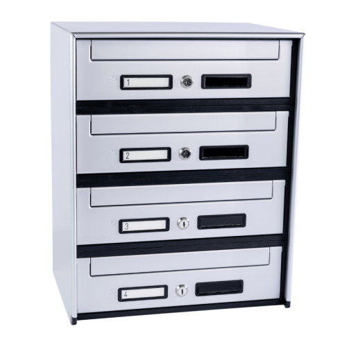 Casellario postale 4 cassette (SC5) a ritiro anteriore argento SILMEC 4B1-501.72