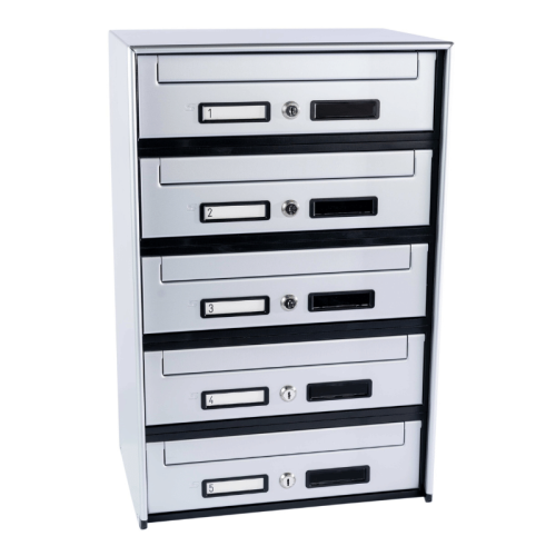 Casellario postale 5 cassette (SC5) a ritiro anteriore argento SILMEC 5B1-501.72