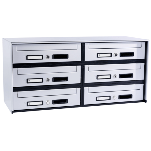 Casellario postale 6 cassette (SC5) a ritiro anteriore argento SILMEC 6B2-501.72