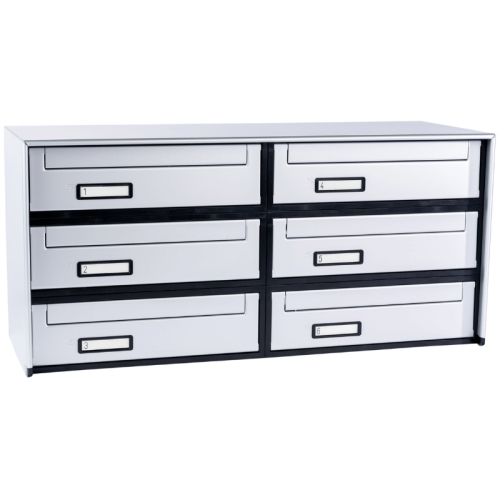 Casellario postale 6 cassette (SC6) a ritiro posteriore argento SILMEC 6B2-601.72