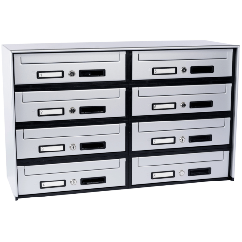Casellario postale 8 cassette (SC5) a ritiro anteriore argento SILMEC 8B2-501.72