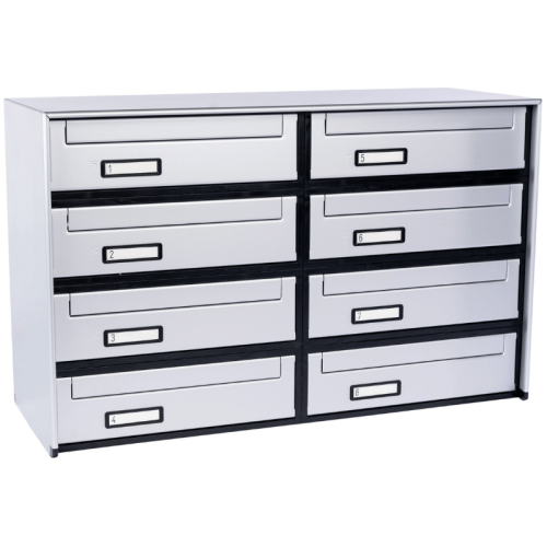 Casellario postale 8 cassette (SC6) a ritiro posteriore argento SILMEC 8B2-601.72
