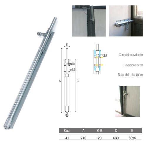 Catenaccio verticale con piolino ADEM 41 - mm 740 ø 20 mm