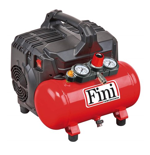 Compressore aria bicilindrico silenzioso 59dB monofase 230V 1Hp 6 litri Fini SILTEK S/6