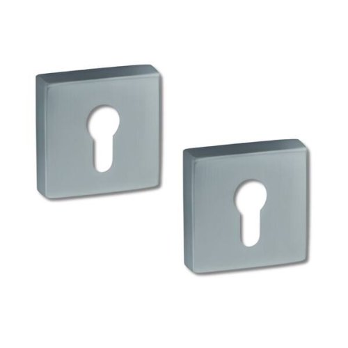 Coppia bocchette quadre foro Yale Reguitti Q08KY cromo satinato