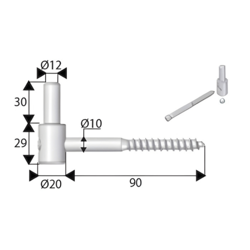 Cardine DeFAVERI per sistema fissaggio scuri a cappotto BLOKKO ø 12x90 mm