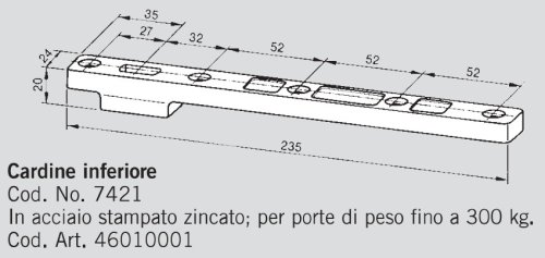 Cardine inferiore Dorma 7421 per chiudiporta serie BTS 46010001
