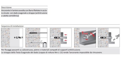 Tasselli antieffrazione Tecfi DS02 acciaio zincato con dado a strappo - ø mm 10x65