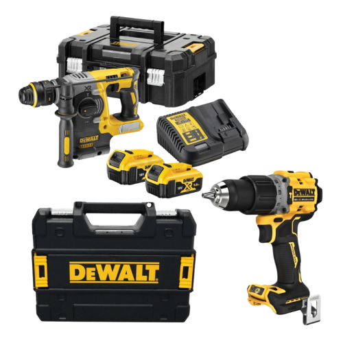 Dewalt DCK2005P2T-IT Kit trapano a percussione 18V + Tassellatore SDS Plus