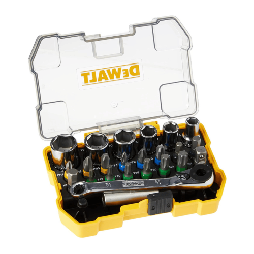 Dewalt DT71516-QZ set 24 pezzi inserti avvitare + bussole esagonali + cricchetto 1/4