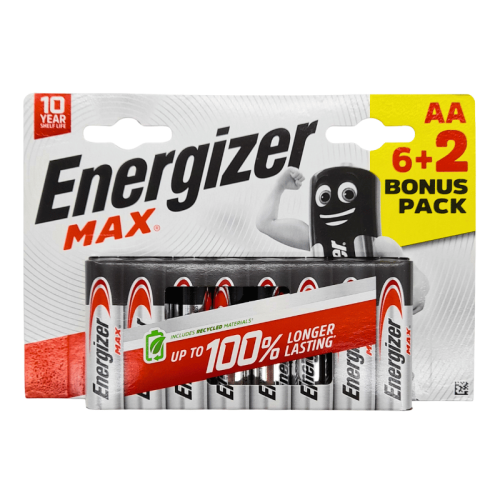 ENERGIZER MAX AA - 8 batterie Stilo LR6 alcaline 1,5V