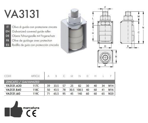 Oliva di guida cancello in nylon con protezione FAC VA3131 - ø mm 30x40