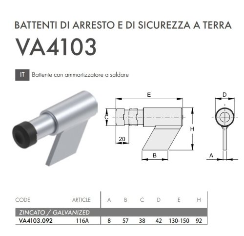 Battente d’arresto per portone scorrevole ammortizzato FAC 116A - VA4103.092