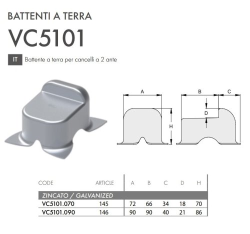 Battente per ante cancello FAC 146 - VC5101.090 mm 90 zincato