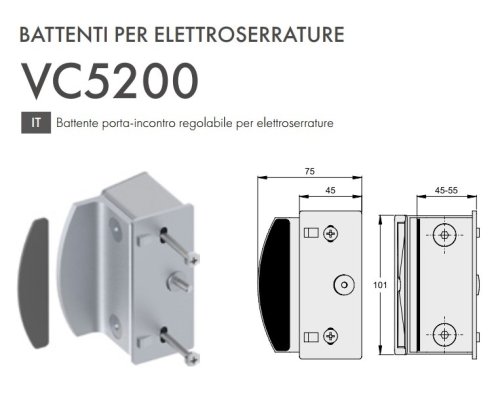 Battente cancello porta-incontro regolabile per elettroserrature FAC VC5200.050