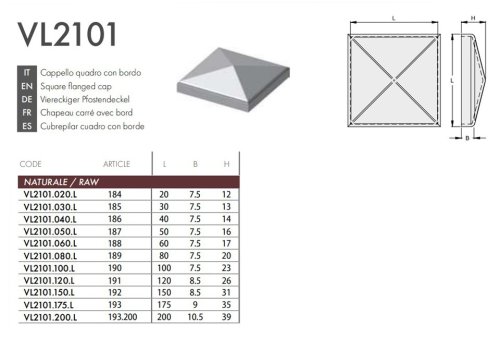 Tappo quadro FAC VL2101.L copri-colonna cancello grezzo - | MM30