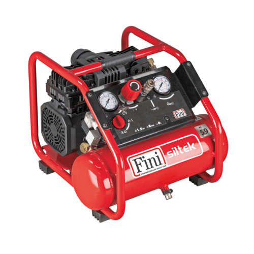 Compressore aria silenzioso oilless 59dB 6 litri Fini Siltek TB 6/1,5 Hp