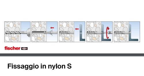 Tassello in nylon Fischer S con vite - | mm 6x30