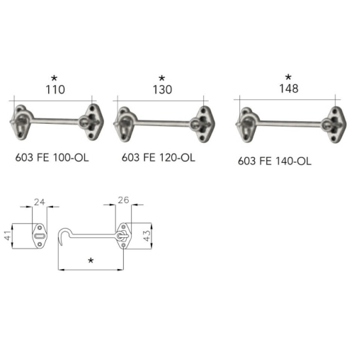 Fermapersiane Reguitti 603FE in ottone cromato - mm 100