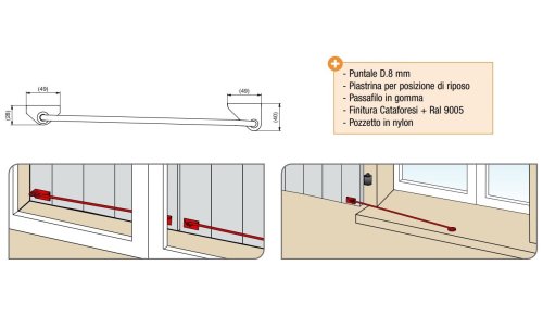 Fermo a braccio Torbel serie 7705 per ante persiana mm 384 - | DX