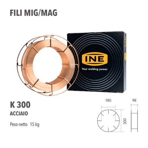 Filo saldatura acciaio ramato INEFIL K 300 ø mm 0,8 (Kg 15)