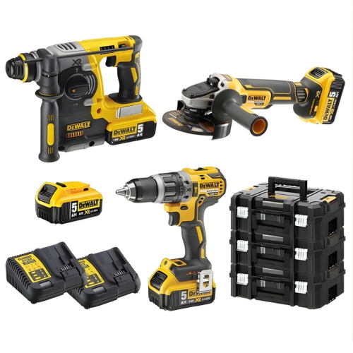 Kit Dewalt DCK353P4T 18V avvitatore + tassellatore SDS Plus + smerigliatrice ø 125mm
