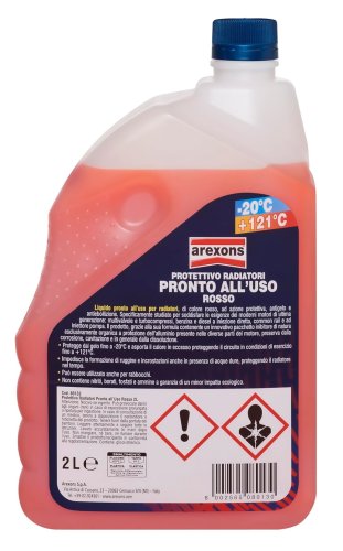 Liquido refrigerante Arexons 2 litri rosso -20° +121° per rabbocco radiatori autoveicoli