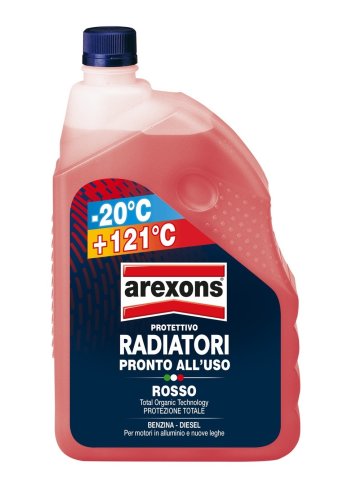 Liquido refrigerante Arexons 2 litri rosso -20° +121° per rabbocco radiatori autoveicoli