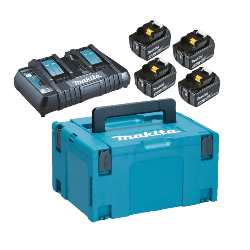 MAKITA 197626-8 KIT ENERGY LXT 4 batterie 18V 5Ah + caricabatterie + valigetta MAKPAC 3