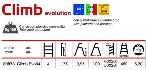 Scala in alluminio Marchetti Climb Evo 4 gradini mt 1,75