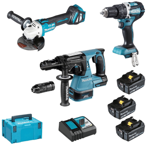 MAKITA DLX3119TJ Kit di 3 elettroutensili a batteria 18V BRUSHLESS in valigetta