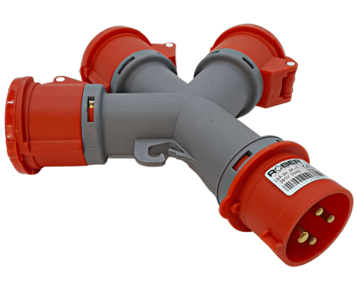 Moltiplicatore elettrico 3P+T industriale CEE 3 uscite con spina 380V 16A IP44